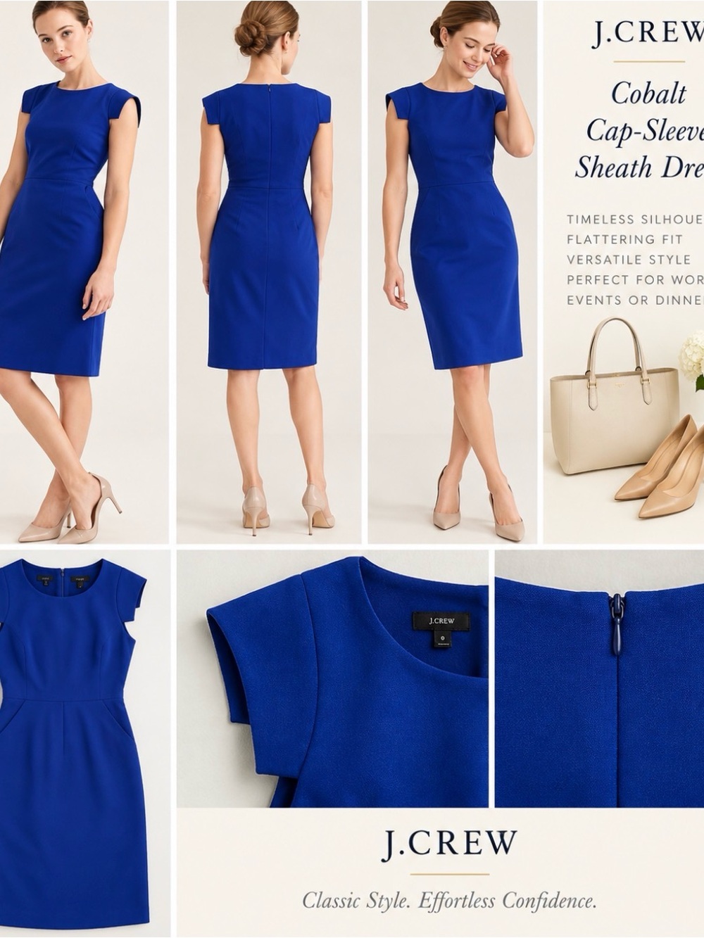 J. Crew Cobalt Cap-Sleeve Sheath Dress